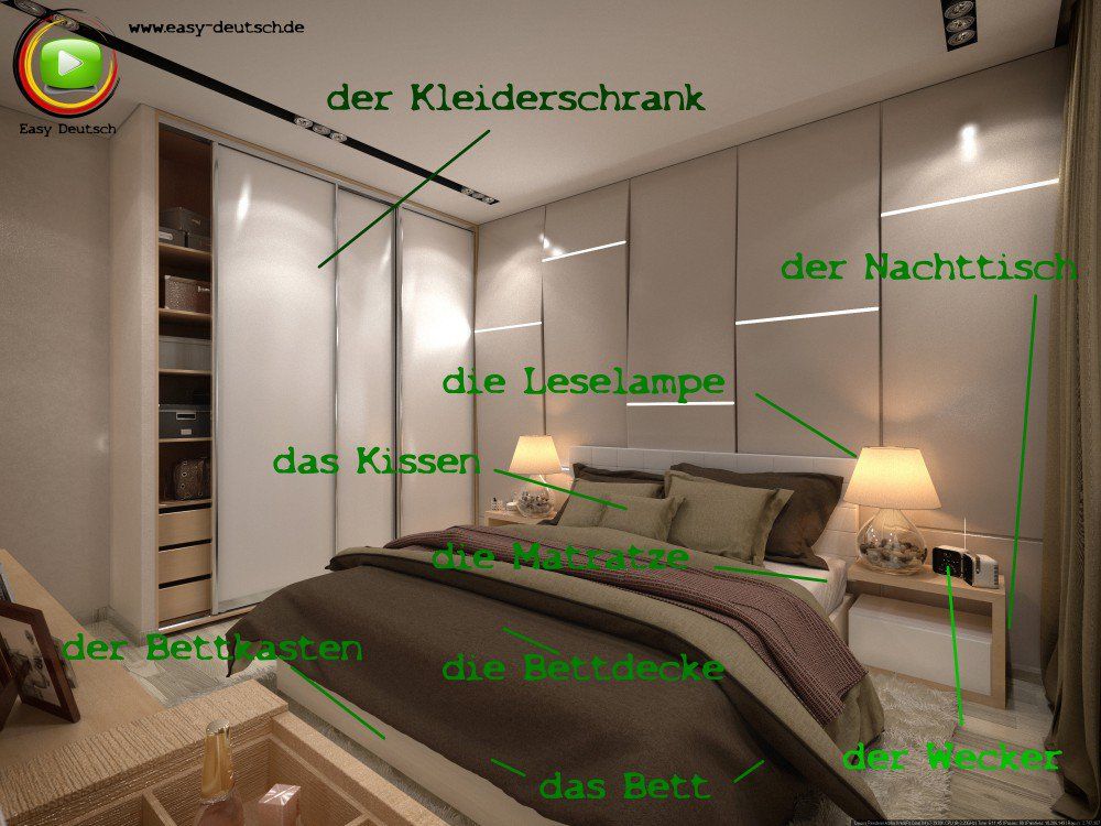 Deutsch lernen Vokabeln Schlafzimmer