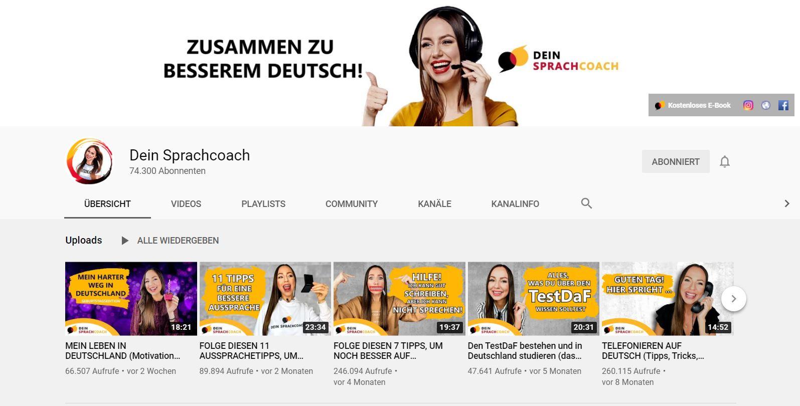Youtube Deutsch Lernen Maria dein Sprachcoach