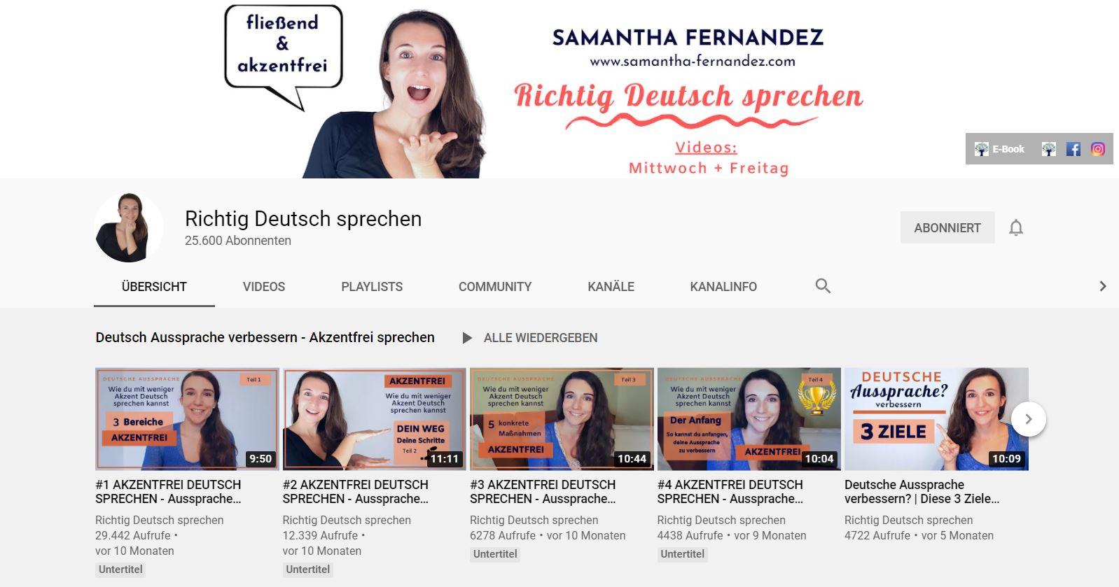 Youtube Deutsch lernen Richtig Deutsch sprechen